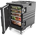 ROVSUN Hot Box Food Warmer, Insulated Food Pan Carrier w/Lockable Wheels Double Buckles and Handles, Stackable Hot Boxes for Catering Restaurant Canteen Family Party