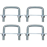 4 Pack Square U-Bolts for Trailer- Galvanized Steel Clamp Set, Fits 2/2.5/3/3.5/4 Inch Wide Leaf Springs, 0.5in Heavy Duty Large Diameter U-Bolt (3.5in Inner Width)