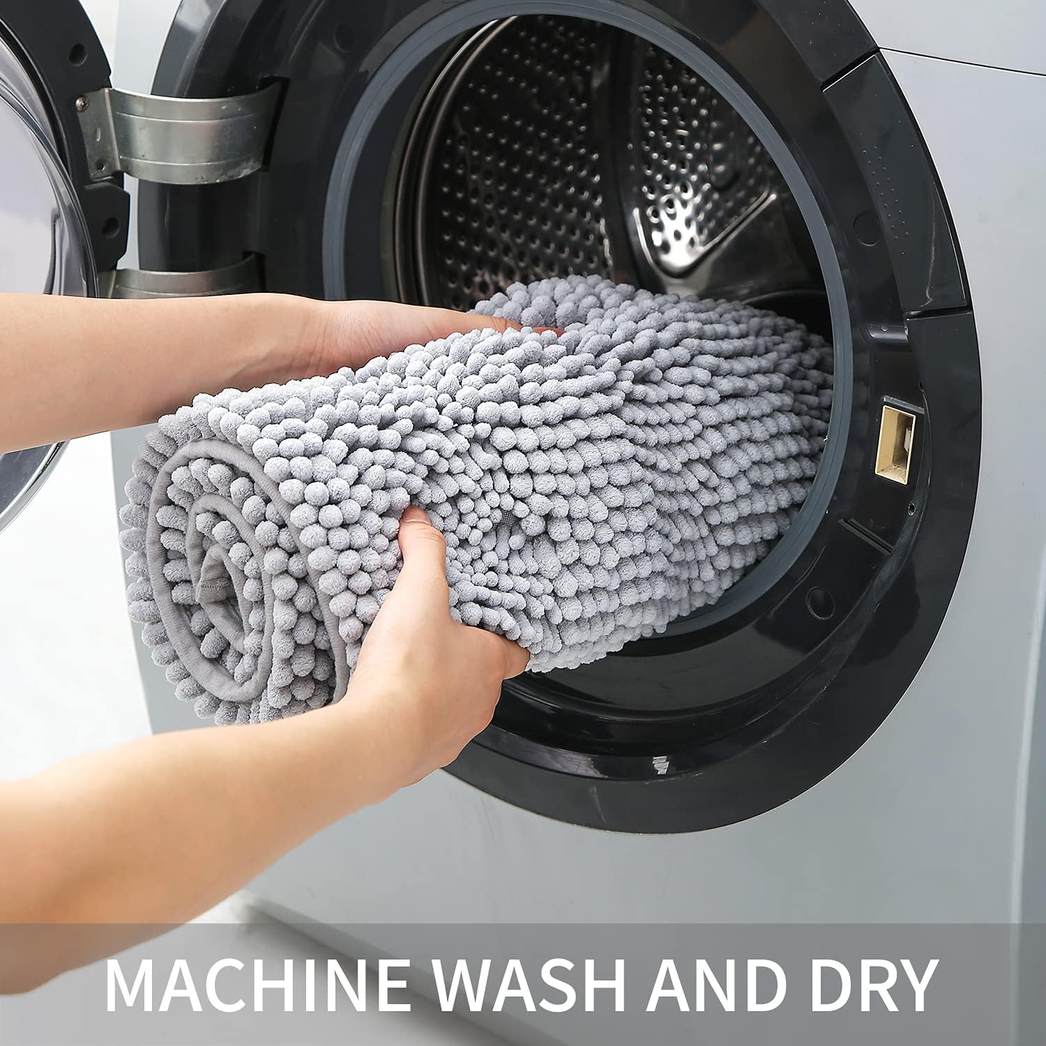 TENGTENGLINK Bath Mats for Bathroom Sets,2 Piece Bath Rugs,Thick Soft Chenille Floor Mats,Non Slip Shower Mats Ultra Water Absorbent Doormat. (Light Grey, 16x24 Plus 20x32) - Image 6