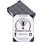 SILVER CUP Billiard CHALK - ONE DOZEN (Charcoal)