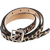 PACKOVE Leopard Print Belt for Women Artificial Leather Waist Belt with Square Buckle Fashion Accessory for Jeans Pants Dresses Casual and Special Occasions