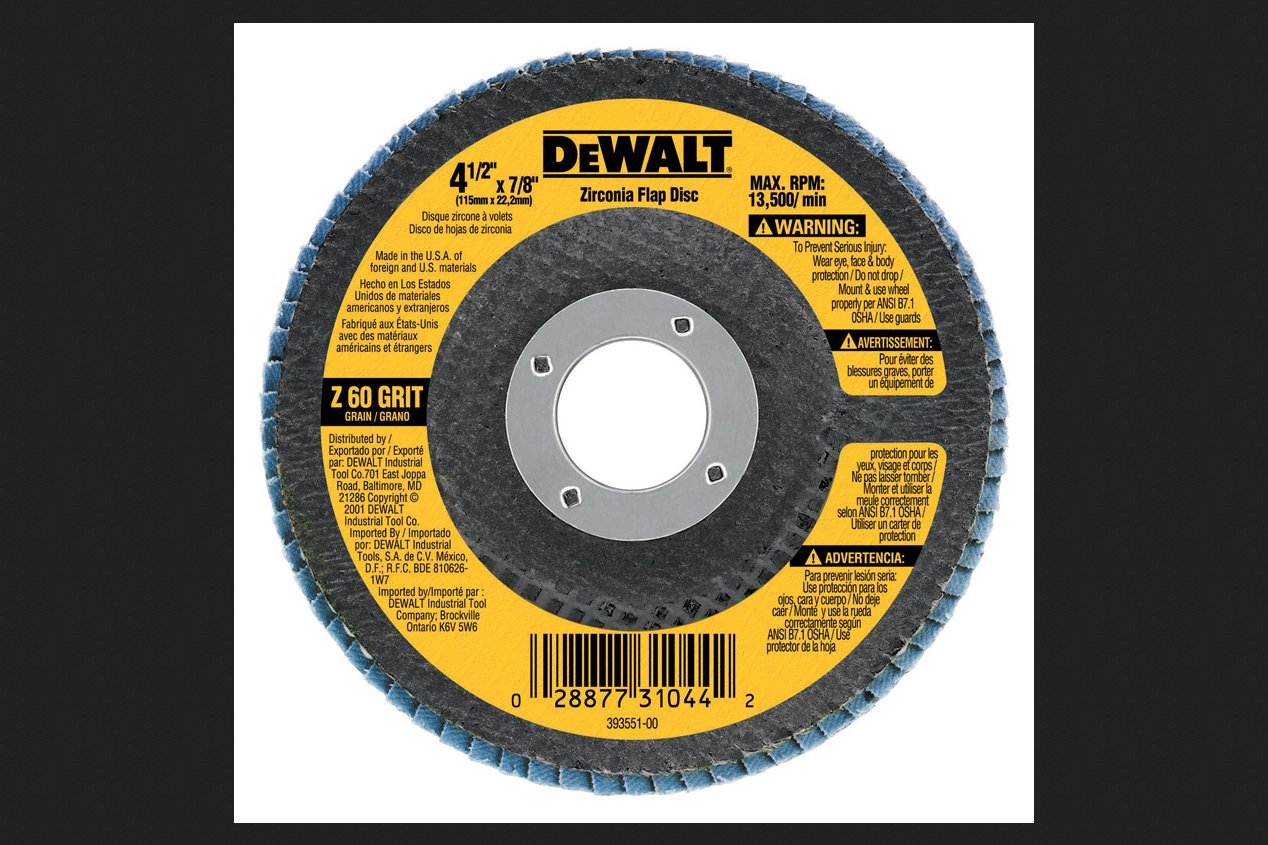 DEWALT DWA8207 60 Grit Zirconia T29 Flap, 4-1/2-Inch X 7/8-Inch