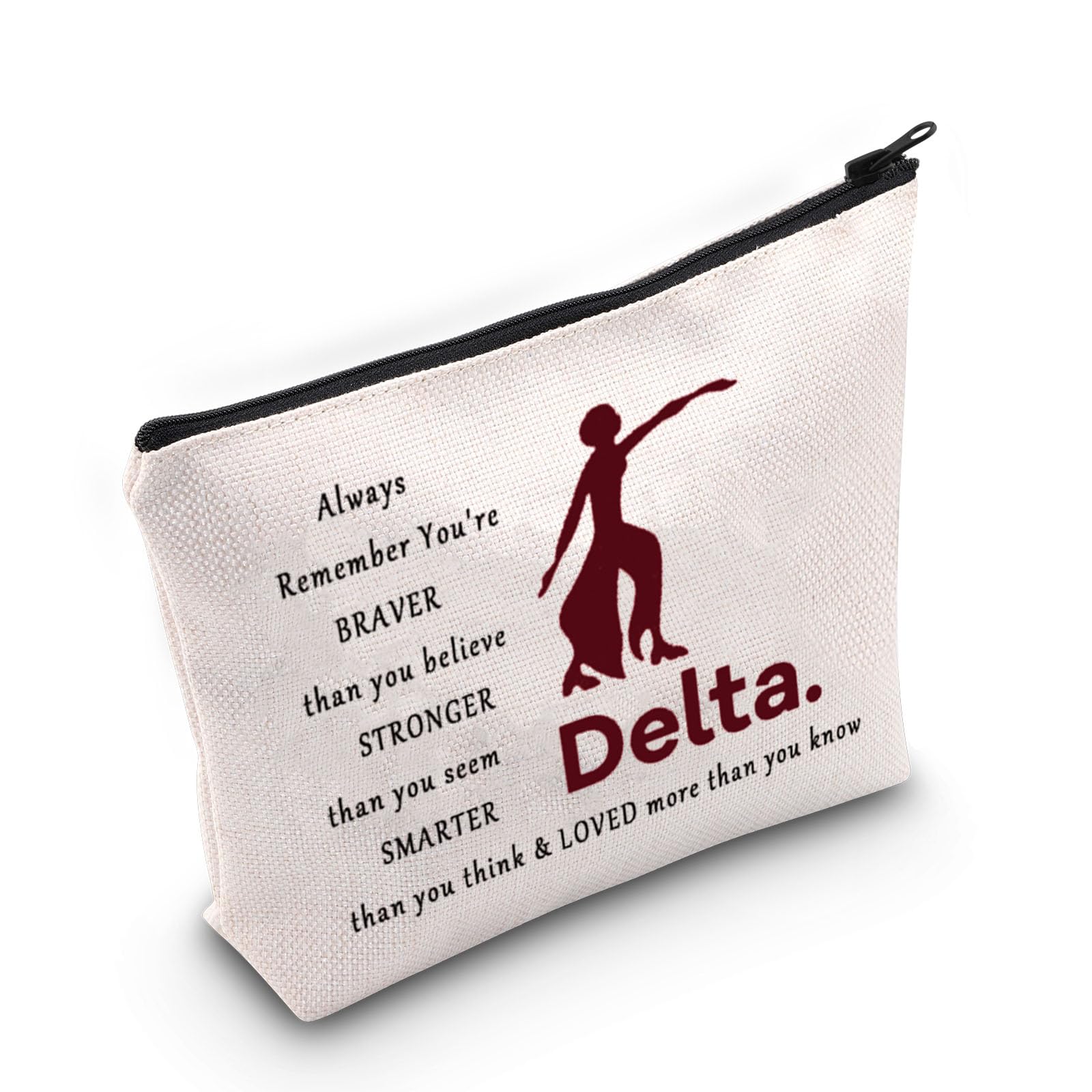 LEVLO Sigma Theta Sorority Cosmetic Make up Bag DST Inspired Gifts You are Braver Stronger Smarter Than You Think Makeup Zipper Pouch Bag for Women Girls (DST Bag)