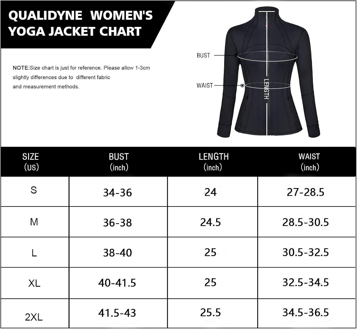 qualidyne Womens Sports Running Yoga Jacket Slim Fit Full Zip Track Jacket Turtleneck Workout Jacket: Clothing