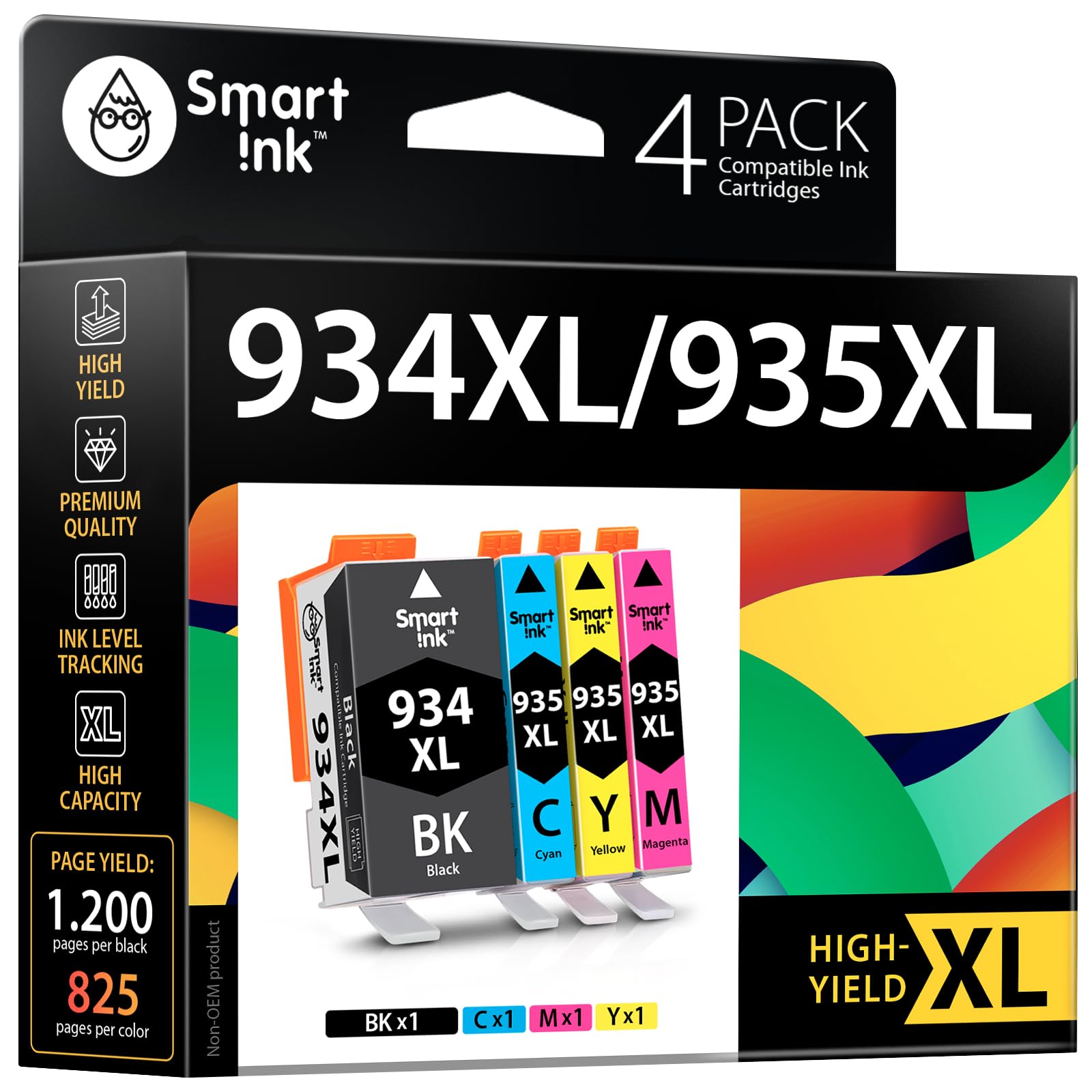 Smart Ink Compatible Ink Cartridge Replacement for HP 934XL 935XL 934 XL 935 (BK & C/M/Y 4 Pack Combo) for Officejet 6220 6812 6815 6820 Officejet Pro 6230 6830 6835