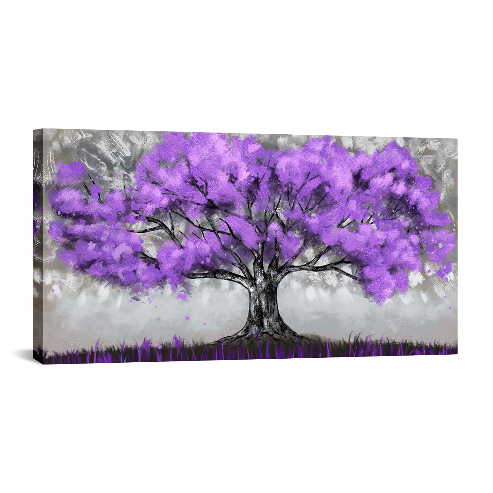 Photo 1 of OuElegent Large Purple Tree Wall Art Tree of Life Picture Prints Grey Purple Wall Decor for Living Room Bedroom Home Office Wall Decor Framed Ready to Hang 24x48 Inch