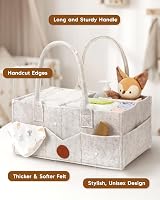 Maliton Nappy Caddy Newborn Essentials Detachable Dividers White 16x10x7 view 3