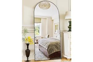 Suidia Arched Full Length Mirror, 58"x18" Floor Mirror Freestanding, Floor Standing Mirror Full Body Mirror with Stand for Bedroom, Hanging Mounted Mirror for Living Room Cloakroom, Black