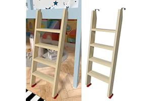 LBMBMO 50" 55" 60" Black Wood Bunk Bed Ladder, Lofted/Dorm/RV Bed Bunkbed Ladders with 4in Extra Wide Steps and Non-Slip Pads, Replacement Wooden Ladder for Motorhome/Camping (Wood Color, 50in /127cm)