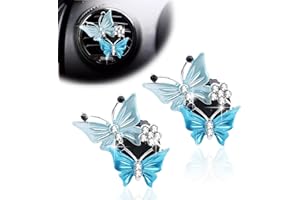 STYMART 2Pcs Dual Butterfly Diamond Car Air Fresheners Vent Clips, Cute Dual Butterfly Air Vent Clips, Car Air Conditioning Outlet Clip Decorative Interior Accessories(Blue)