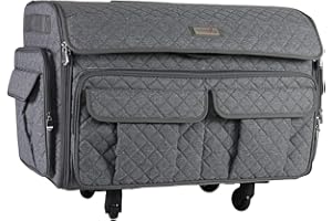 Everything Mary XXL Rolling Sewing Machine Case – Heather Grey Wheeled Craft Bag – Compatible with Large Brother & Singer Machines – Durable Travel Storage Tote