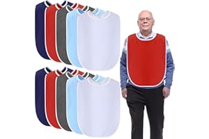 Jeere Adult Bibs Washable Clothing Protector for Men Women Adjustable Eating Cloth for Elderly Seniors and Disabled