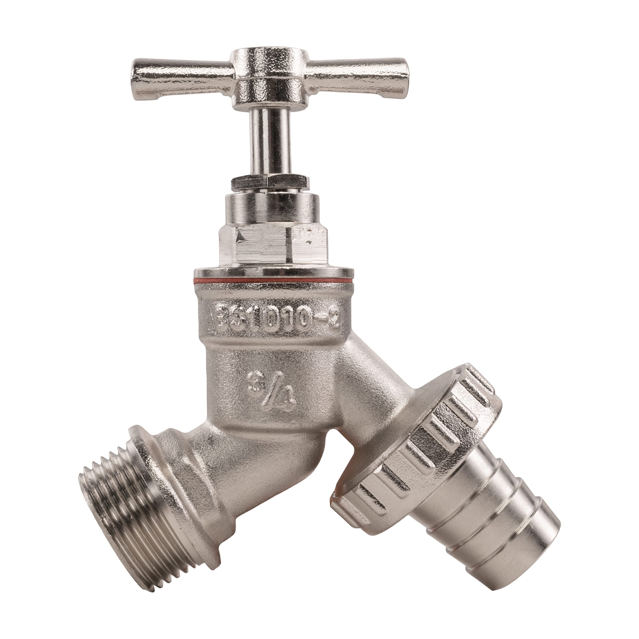 Standard 1/2" bspm OR Large 3/4" bspm Silver Brass Traditional bib tap,NO TARNISHING JUST Shiny! (3/4" bspm)