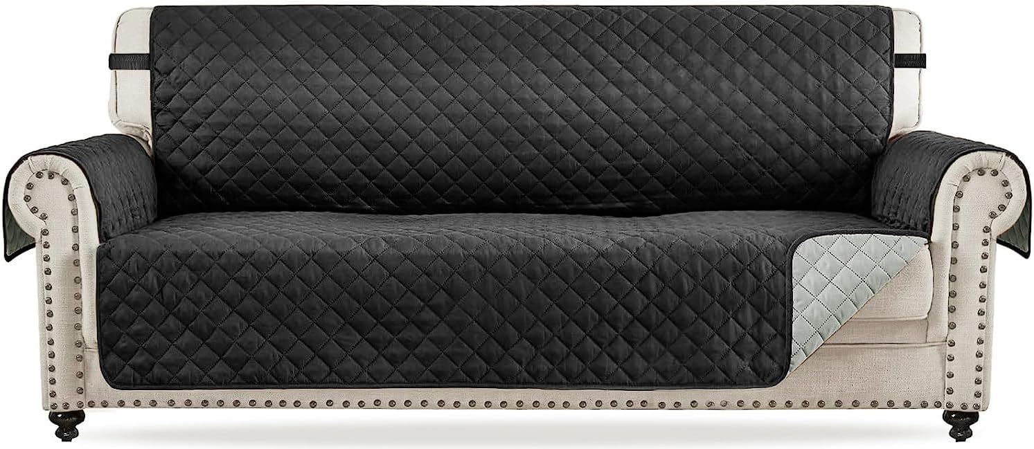Slipcovers - RHF Reversible Sofa Cover, Couch Covers for Dogs, Couch Covers for 3 Cushion Couch, Couch Covers for Sofa, Couch Cover, Sofa Covers for Living Room,Sofa Slipcover,Couch Protector(Sofa: Black/Gray)