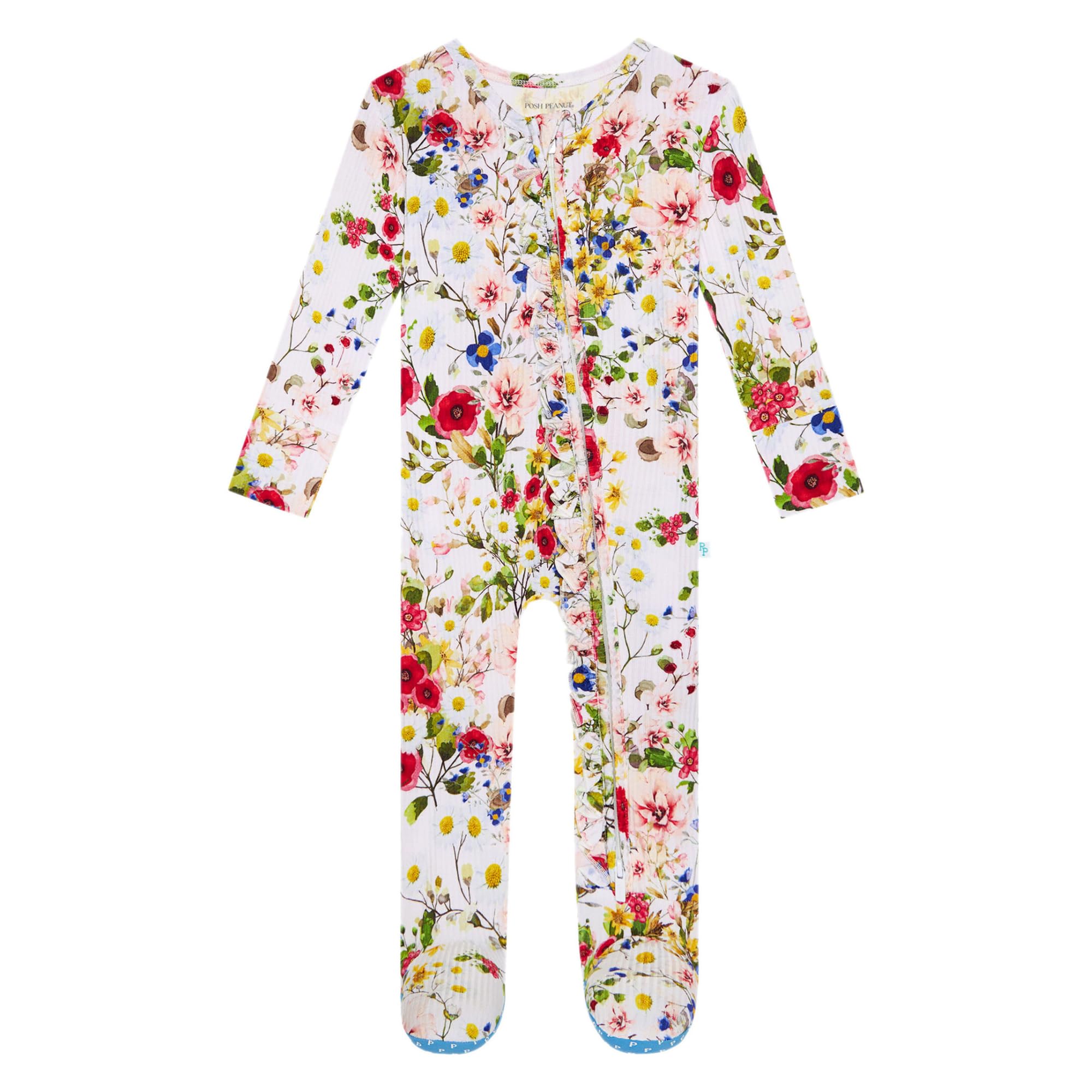 Posh Peanut Footie Pajamas for Baby Girls โ Sleepers in Ultra-Soft Viscose from Bamboo with 2-Way Zipper & Ruffle Trim โ Newborn to Toddler Sleepwear (Barbara, 0-3 Months) Image Posh Peanut Footie Pajamas for Baby Girls โ Sleepers in Ultra-Soft Viscose from Bamboo with 2-Way Zipper & Ruffle Trim โ Newborn to Toddler Sleepwear (Barbara, 0-3 Months) Image