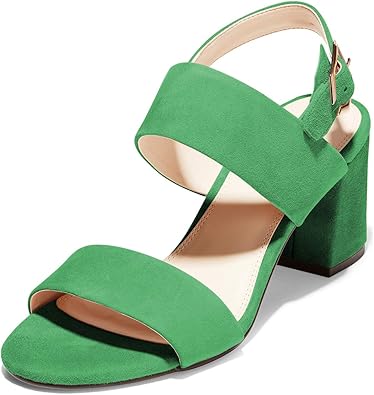 green mid heel sandals