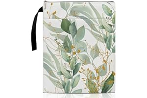 YUANSAIL Eucalyptus Leaf Book Cover, Book Sleeve with Zipper, Botanical Book Pouch Book Cover Kindle Protector Sleeve, Book Sleeve for Book Lovers Gifts for Women Wife Daughter Librarian Bookworm Bookish -21
