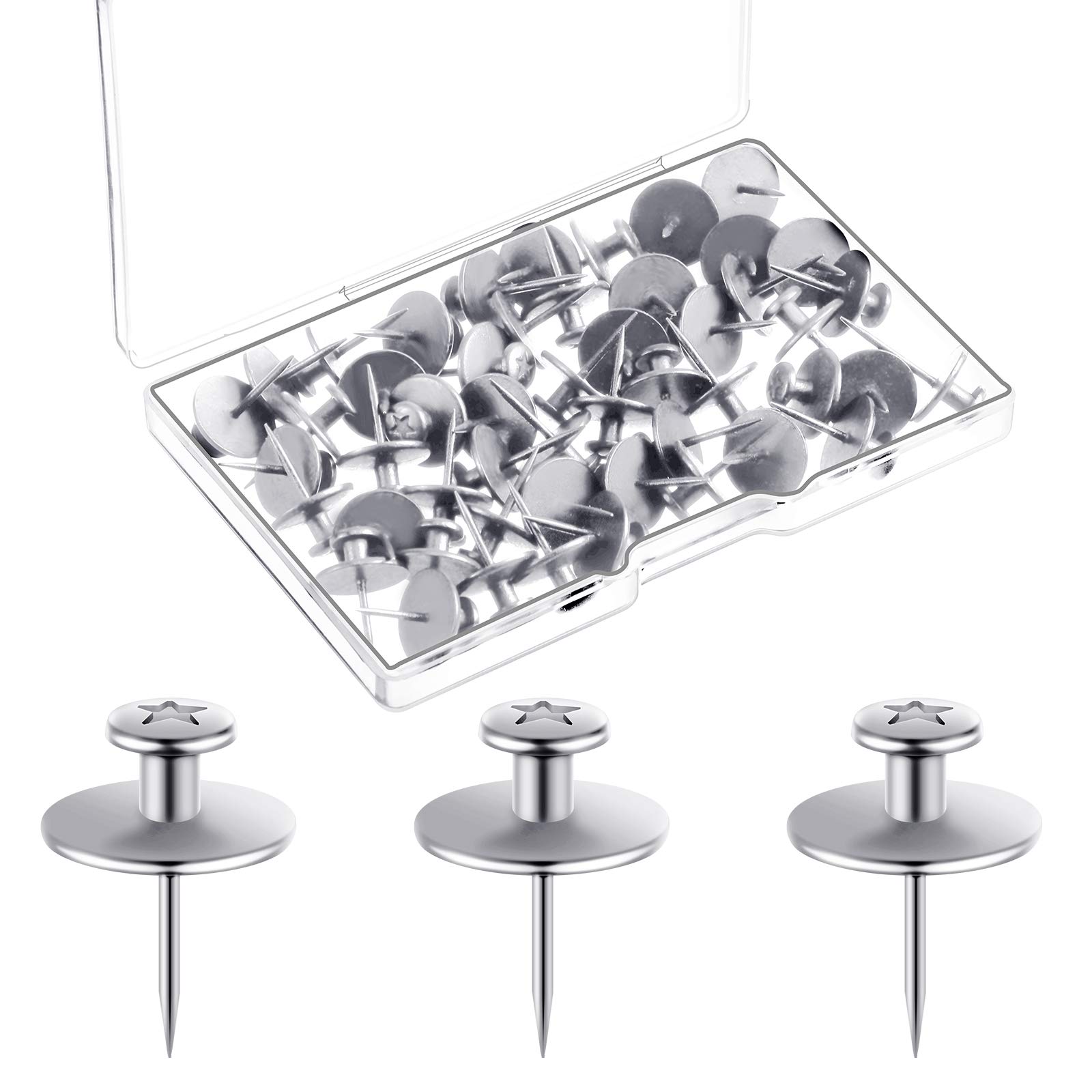 Double-Headed Picture Hangers Nails Small Head Hanging Nails Picture Photo Hanging Hook Pins for Home Office Hanging Picture Photo Decorations (Silver,50 Pieces)