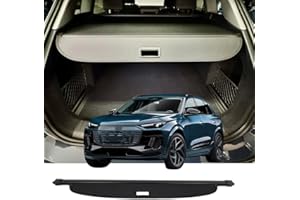 Deluden Retractable Cargo Cover Compatible with Audi Q6 e-tron 2025 2026 Shield Security Shade Privacy Screen Tonneau Luggage Cargo Trunk Organizers (Carbon Fiber Texture)