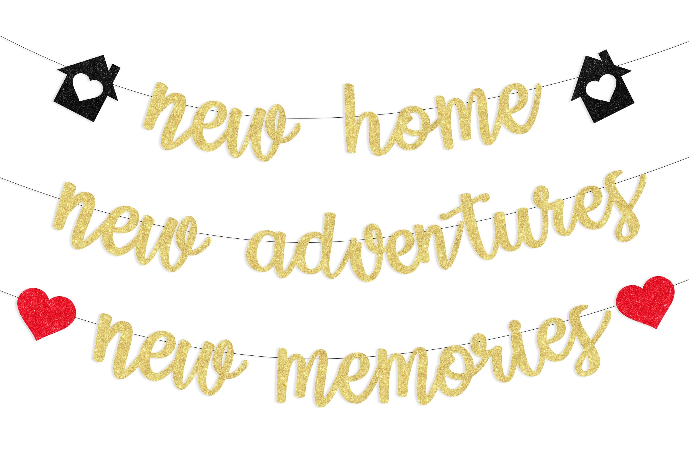 JOYMEMO New Home New Adventures New Memories Banner - Housewarming Party Decorations for New Home, New House for Women or Men Supplies Indoor Outdoor