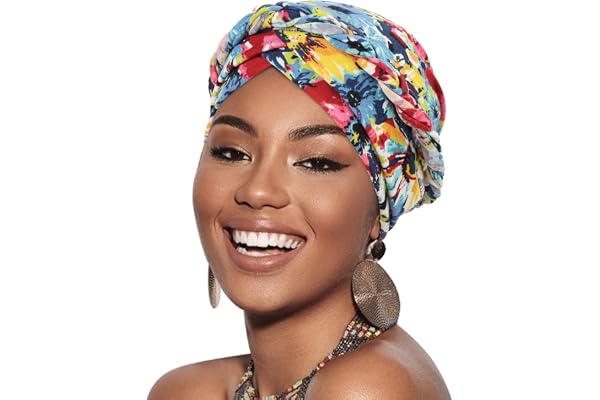 DRESHOW Turban Pre-Tied Twisted Hat Thread African Head Wraps for Black Women Chemo Cancer Cap Braid Hair Cover