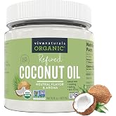 Viva Naturals Refined Coconut Oil, 16 fl oz – Expeller-Pressed, USDA Organic, Neutral Flavor & Aroma, Ideal for Cooking, Baki