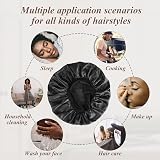 SWEET VIEW Silk Bonnet Silk Hair Wrap Sleeping Cap Black Peacock Blue 2 Pack view 4