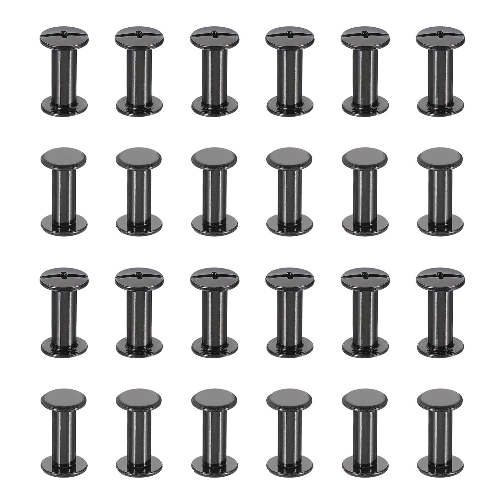 PATIKIL 24 Sets Chicago Screws, 14mm l Chicago Screws Phillips Binding Post Screw Bolts Leather Rivets Fasteners Connectors for Leather Belt Scrapbook Photo Albums, Black
