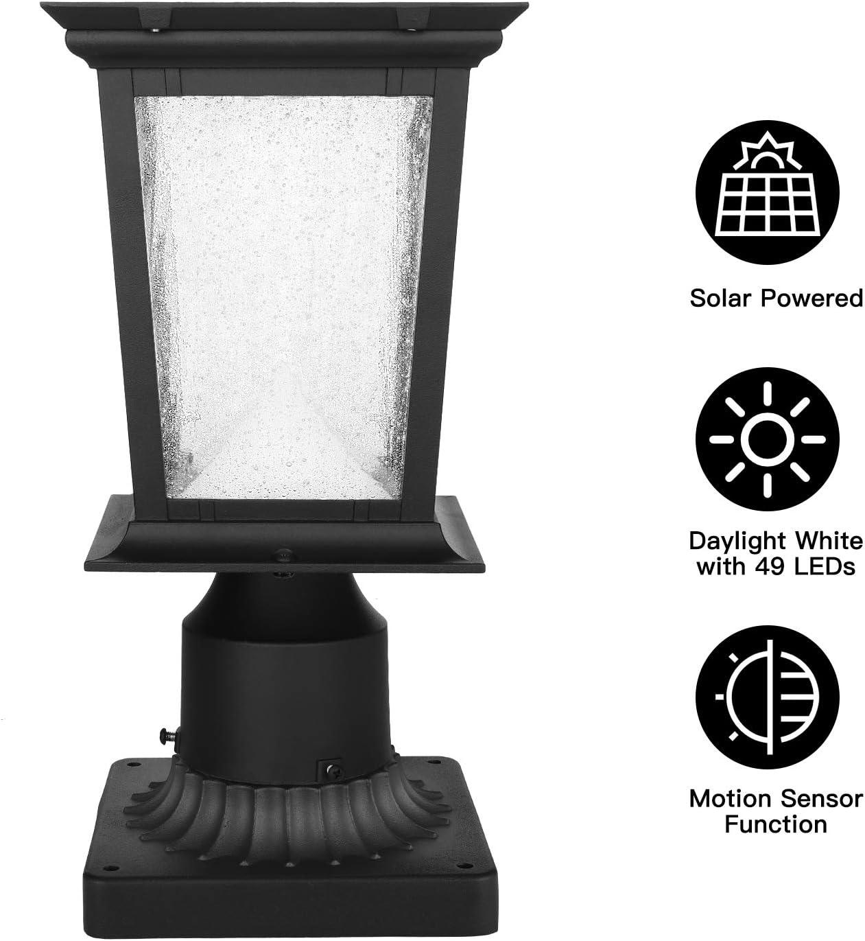 Solar Post Light, Outdoor Solar Post LED Lantern with Motion Sensor
