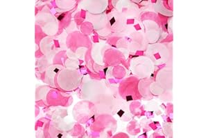 TecUnite Round Tissue Paper Table Confetti Dots for Wedding Birthday Party Decoration, 1.76 oz(Pink Rose Red Confetti,1.5 cm plus 2.5 cm)