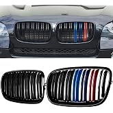 BILLDIO E70 E71 Grille, Front Kidney Grille ABS Double Slats Color Grille | Compatible With BMW X5 E70 X6 E71 2007-2014, Sporty Style Grille Upgrade, No-Drill Clip-On Install 2Pcs