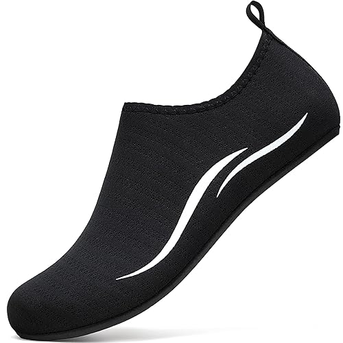 sportvibe Water Shoes Beach Swim Shoes Womens Mens Aqua Shoes Quick Drying Barefoot for Swimming Surfing Pool Kayaking Beach Yoga (Black,6.5 UK/40 EU)