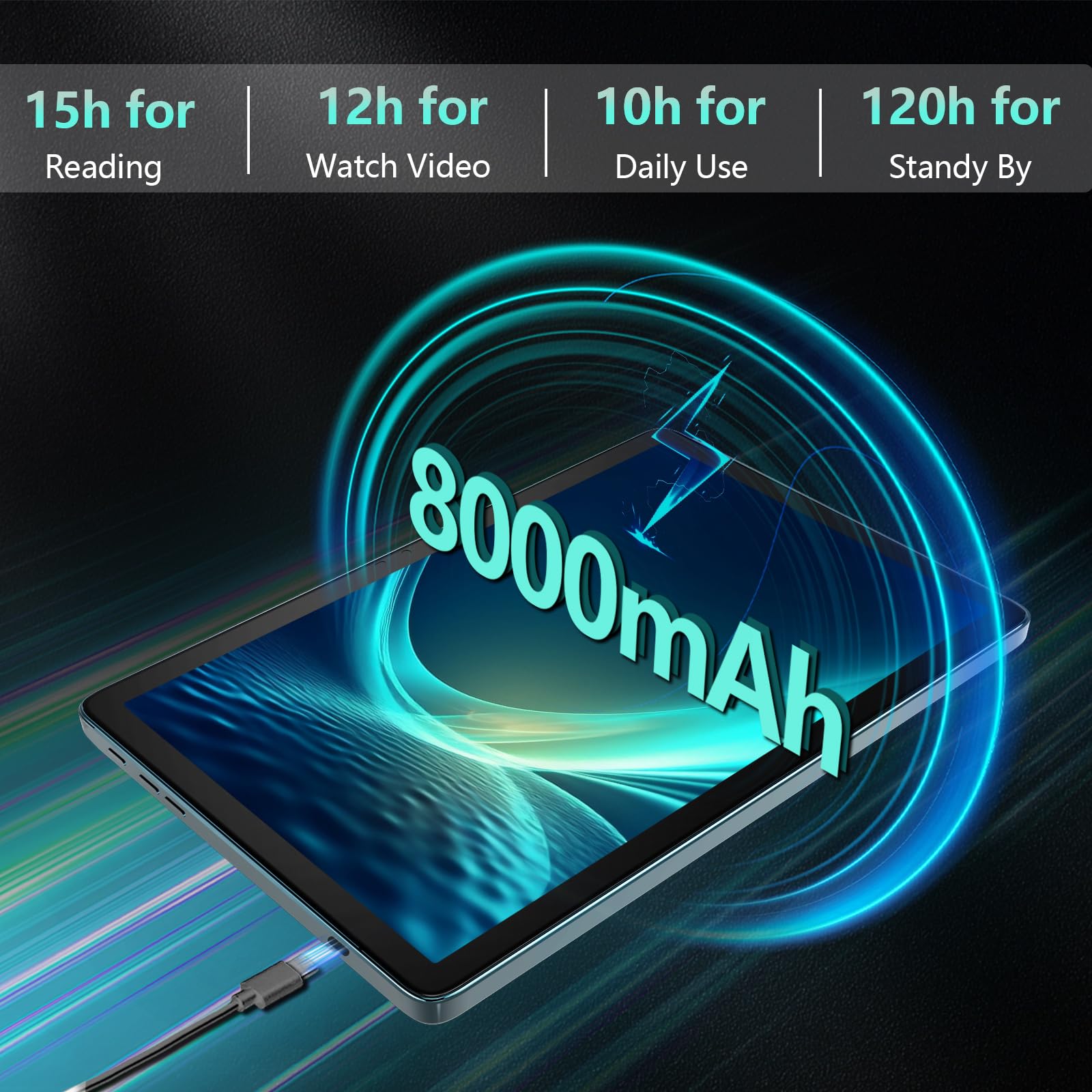 Android 14 Tablet 10 Inch, 4G Cellular Tablets, Octa-Core, 128GB Storage + 14(8+6)GB RAM/ 1TB Expandable, 5G WiFi, 8000mAh Battery, Bluetooth 5.0, 13MP+8MP Camera, Tableta with Keyboard/Case Kit, Gray