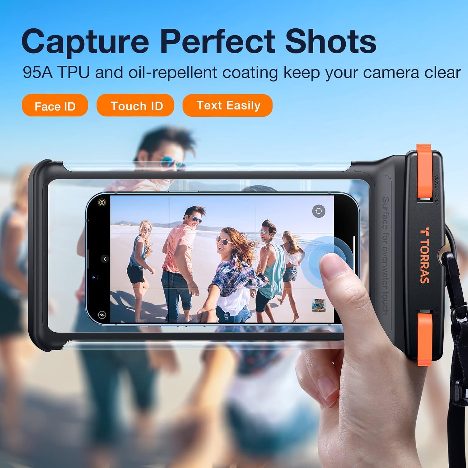 TORRAS Icecube IPX8 Waterproof Phone Pouch, Underwater Screen Touchable, Waterproof Phone Case for Snorkeling, Adjustable Lanyard, Vacation Essentials for iPhone 15 Pro Max/14/13 Samsung, Black 6.9''