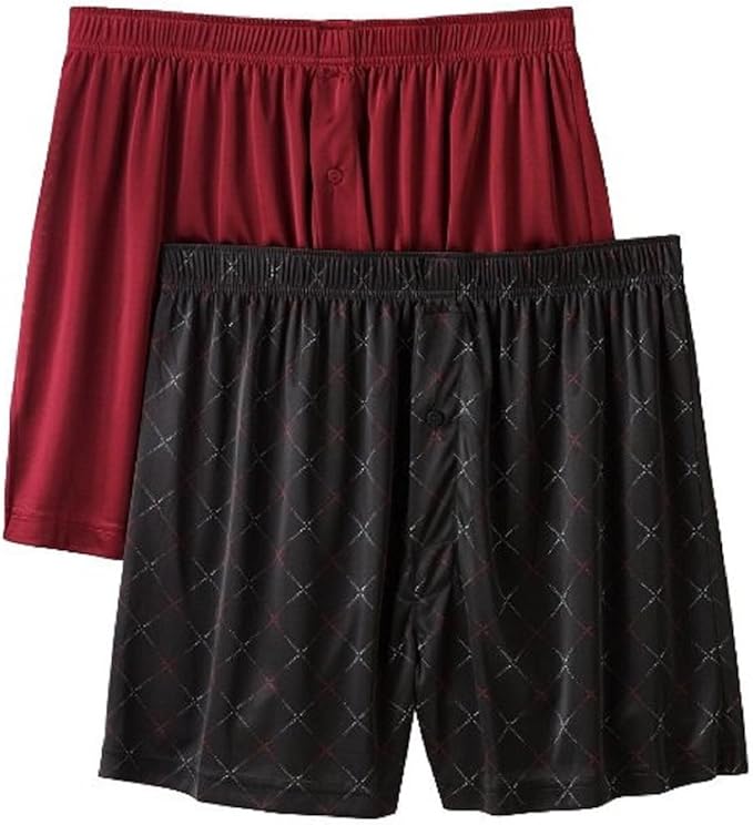 Croft & Barrow Men's 2pk. Microfiber Knit Boxers Red/Black (Small