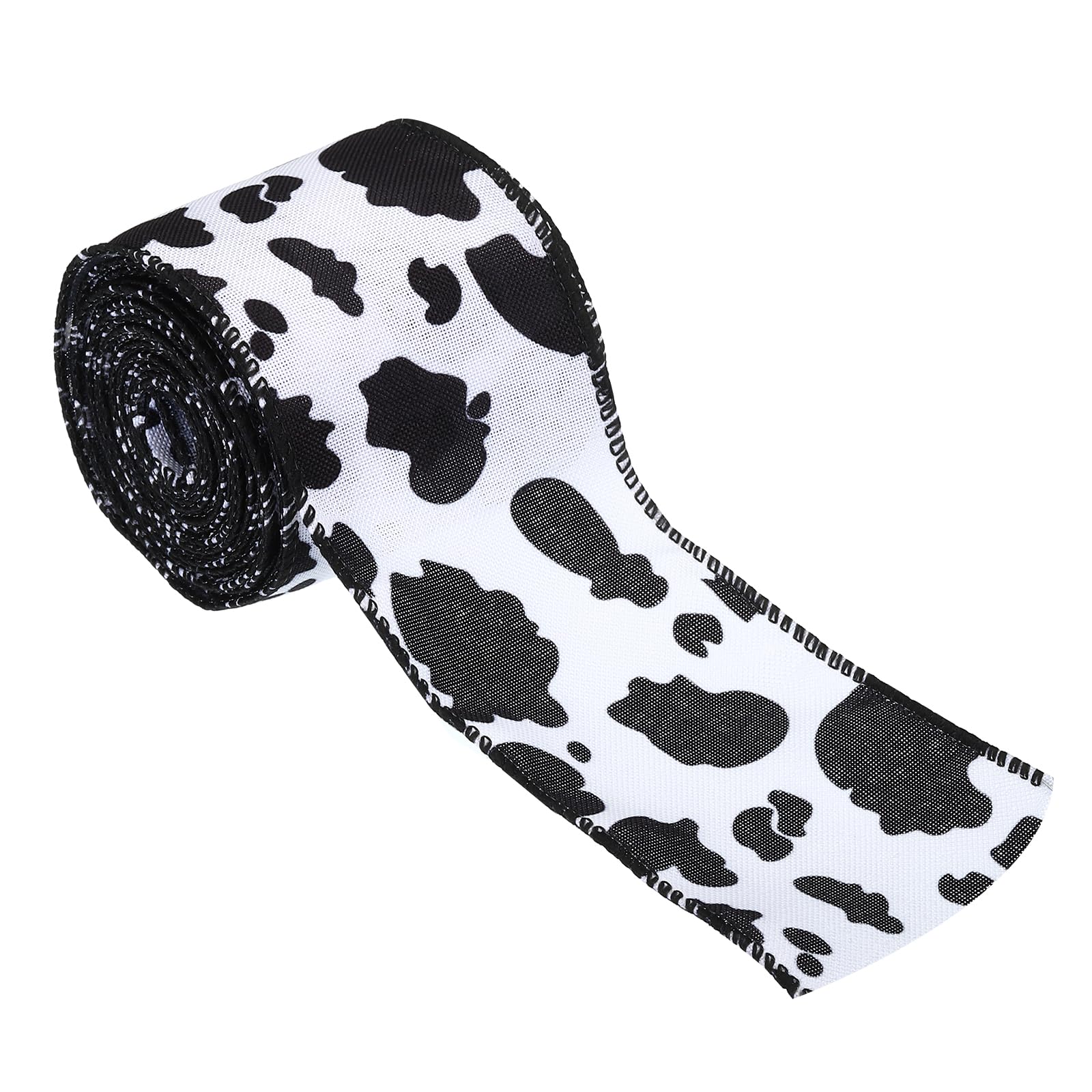 PATIKIL 5 Yards Ribbon for Gift Wrapping, 1pcs 63mm (2 1/2inch) Cow Print Ribbons for Crafts Thin Ribbon for Wedding Decoration Gifts Home Coming-Mum Hat Bow, Black White