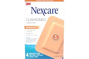 Nexcare™ Cushioned Adhesive Pad AWP-34-CA, Waterproof, 3 in x 4 in (76.2 mm x 101 mm), 4/Pack
