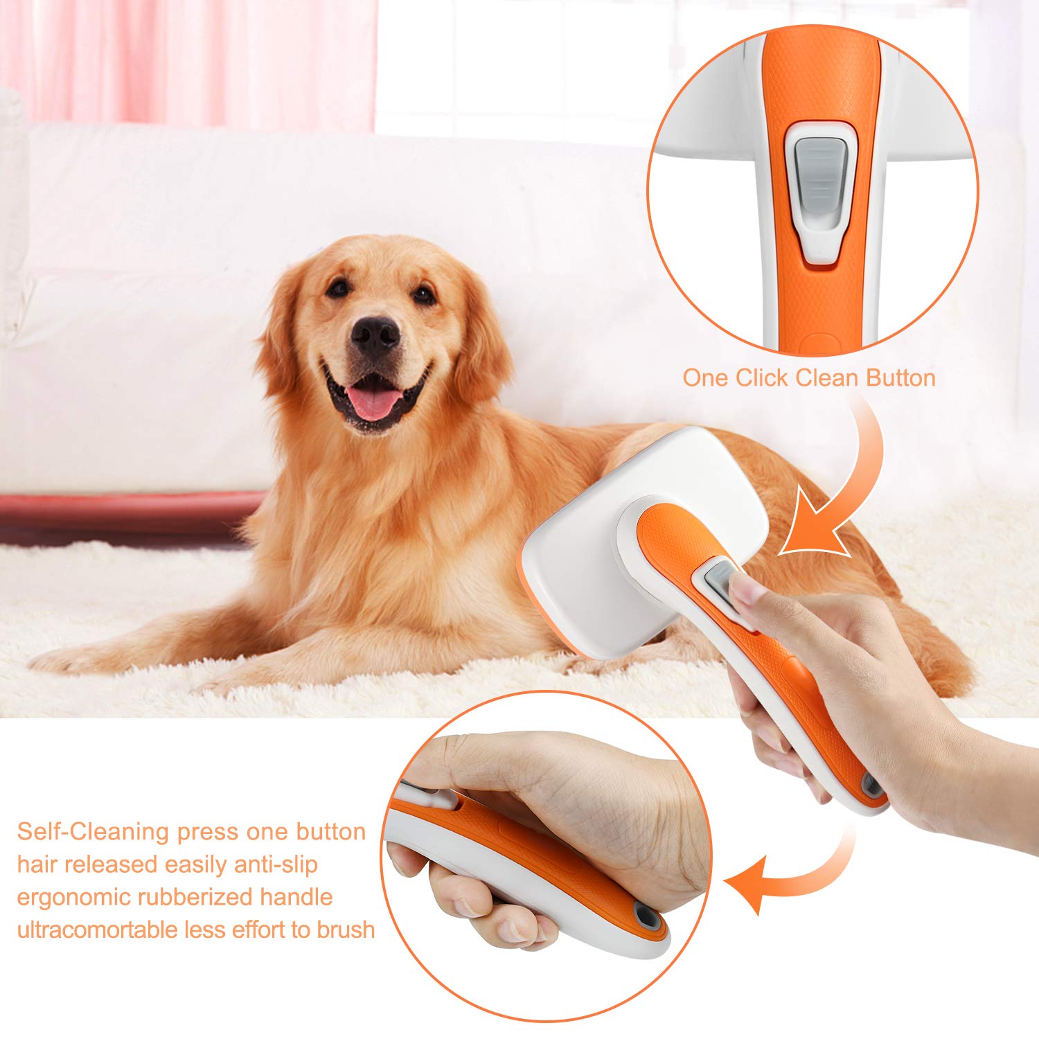 FYRA Dog Brush & Cat Brush, Pet Grooming comb with Massages Particle, for Removes Undercoat, Shedding Mats and Tangled Hair, Easy to Clean, Pet grooming tools for all sizes of dogs and cats.: Beauty
