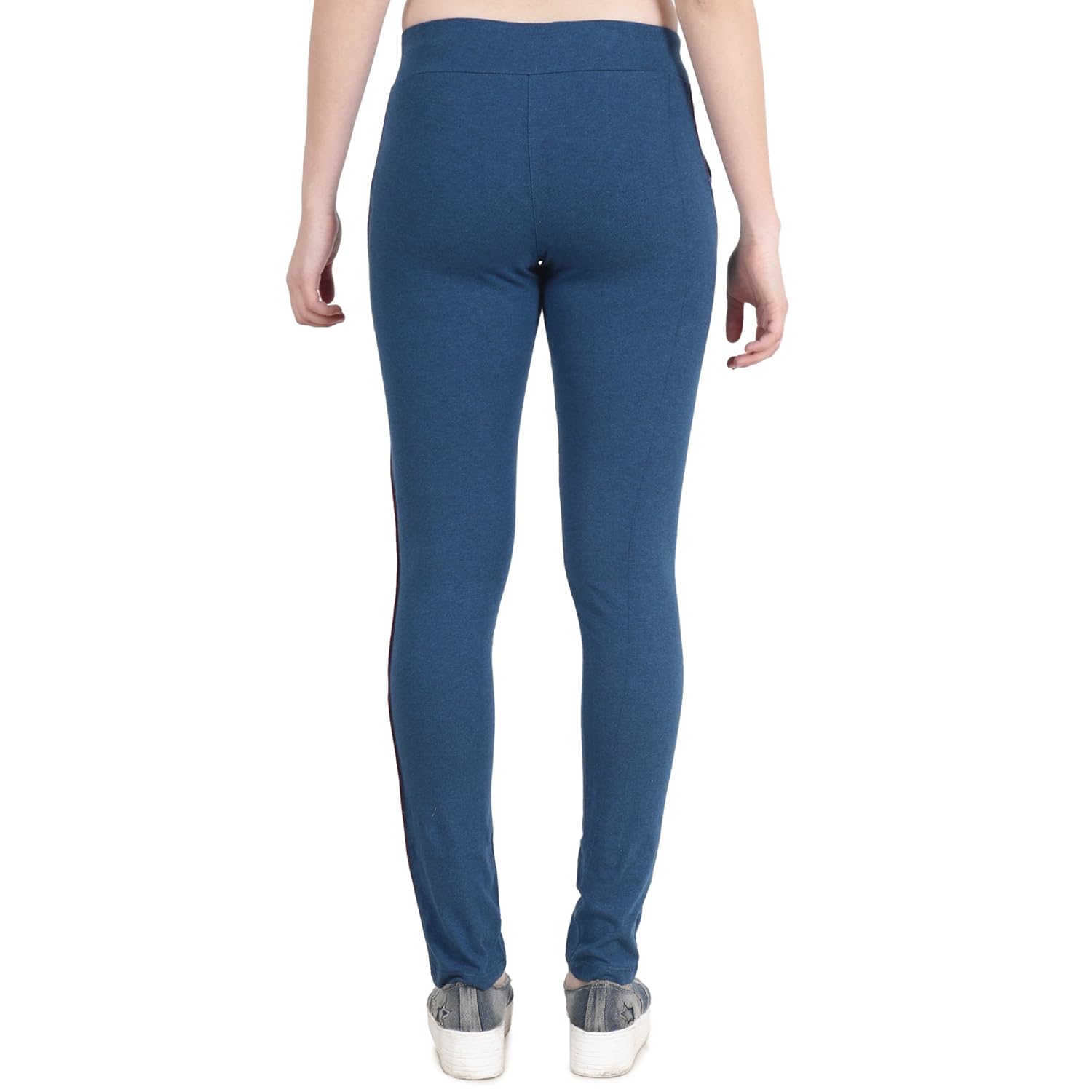 shellocks women's solid blue melange cotton full lower