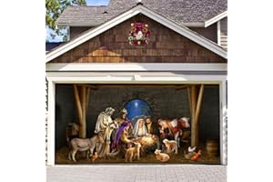 YUNSUELO 7 x 16 ft Jesus Advent Garage door cover, 2023 Christmas Garage Door Banner, Large Christmas Garage Door Decorations Christmas Door Cover for Outdoor Christmas Garage Door Holiday Decorations