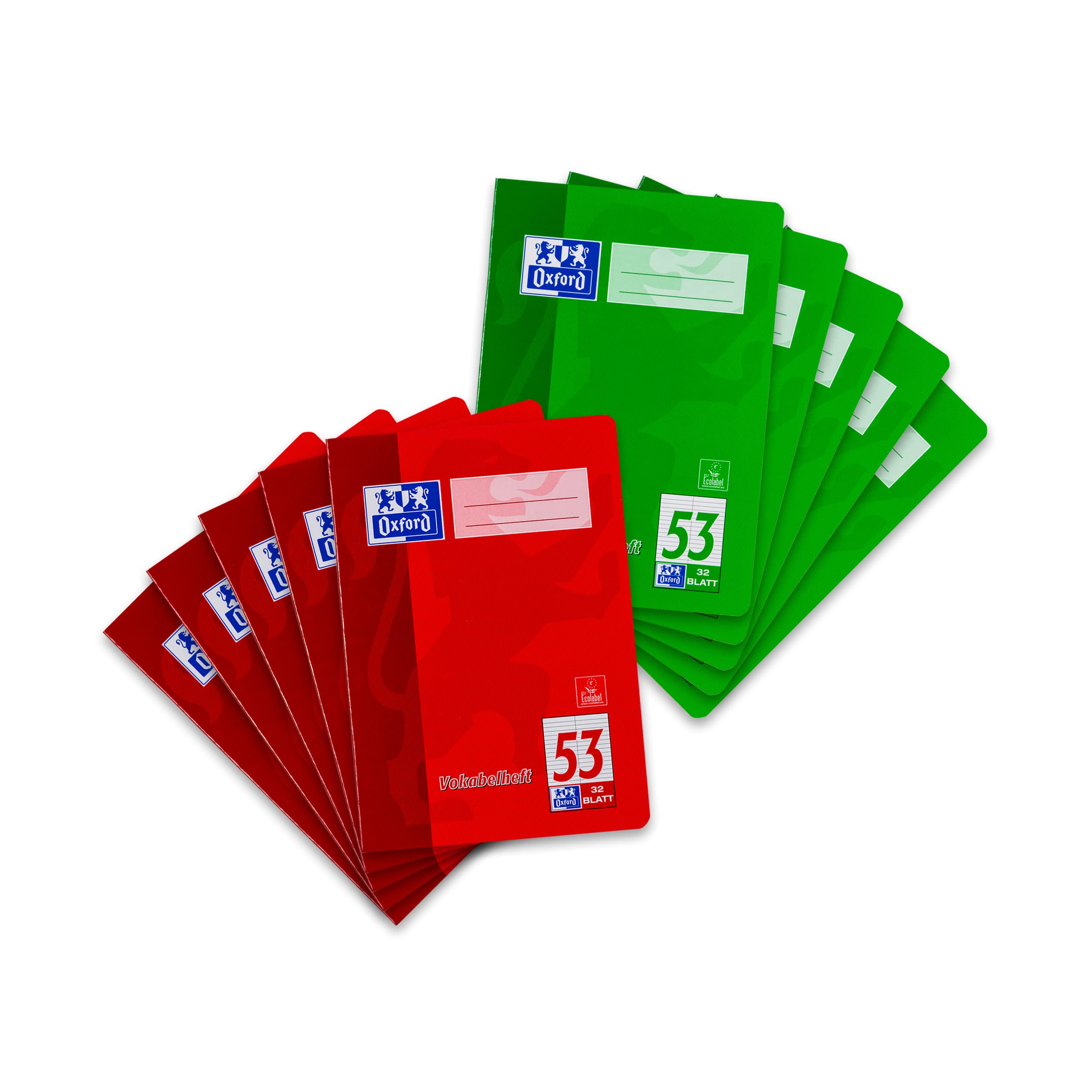 Oxford School Vocabulary Book A5 with 2 Columns 32 Sheets Assorted Red and Green Pack of 10