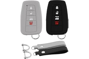 Koaudb Silicone Key Fob Cover Compatible with Toyota Accessories Highlander Corolla Camry C-HR RAV4 Avalon Prius 4Runner Prado 86/GT86 Smart Car Key Shell Protector with Keychain 2 Pack (Tyt-BG)