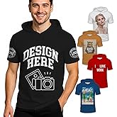 Custom Mens Short Sleeve Hoodie Personalized Hooded Short Sleeve T shirt Design Your Own Image Logo Text Hoodie
