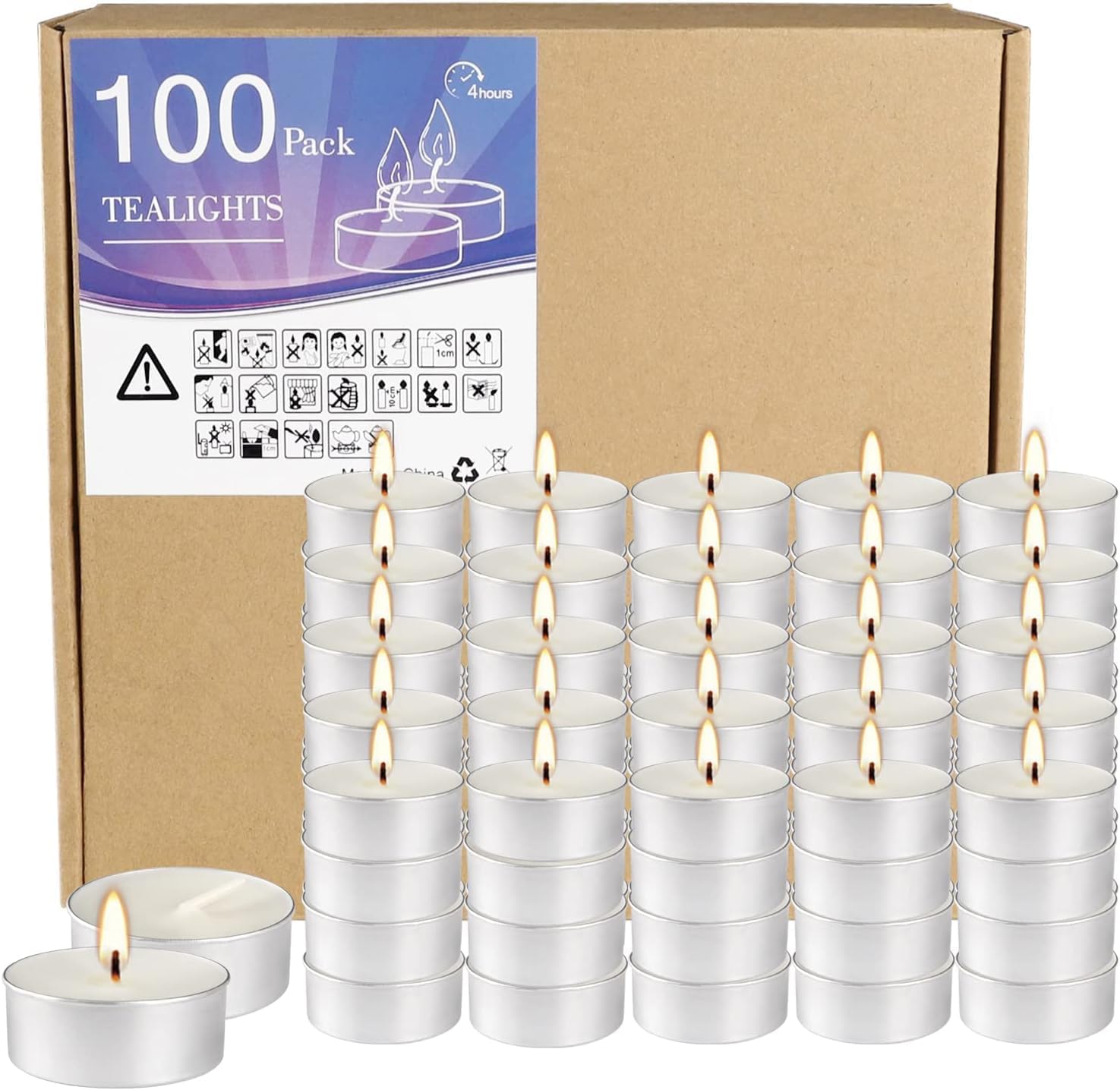 Candles & Holders - WPONSZ Unscented Tea Lights Candles,White, Smokeless, Dripless,100 in Bulk,4 Hour Long time Burning,for Weddings, Home, Pool,Shabbat