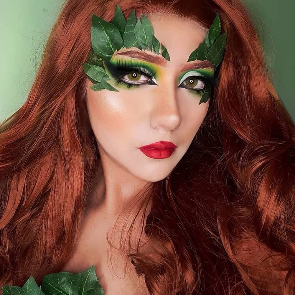 AFbeauty Auburn Red Lace Front Wig for Women Synthetic Long Wavy 13 * 3 Copper Red Lace Wig Heat Resistant Fibre Ginger Glueless Wigs for Cosplay Daily Wear 24inch