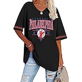 SFHFY Baseball Jersey Women: Oversized Baseball Mom Shirt V Neck Baseball Team Tee Casual Game Day Sport Top
