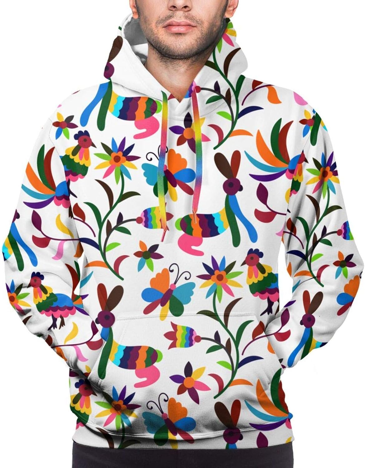 Sudadera Con Capucha Unisex 3D De Jesucristo - Estampado Realista, Tela De Poliéster Y Elastano, Talla L, Color Blanco/Opulento