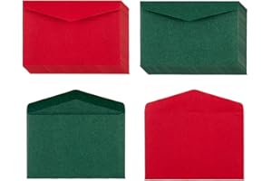 HOMTABLE 120 Pack Mini Envelopes Christmas Red and Green Envelopes Self-Adhesive Kraft Paper Tiny Pockets for Holiday Small Gift Cards Invitations Business Notes(4.13"×2.76") (Green and Red)