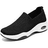 Women's Slip-On Orthopedic Sneakers - Breathable Mesh Knitted Walking Shoes with Wide Width, Arch Support & Non-Slip Sole - Lightweight Low-Top Design for All-Day Comfort