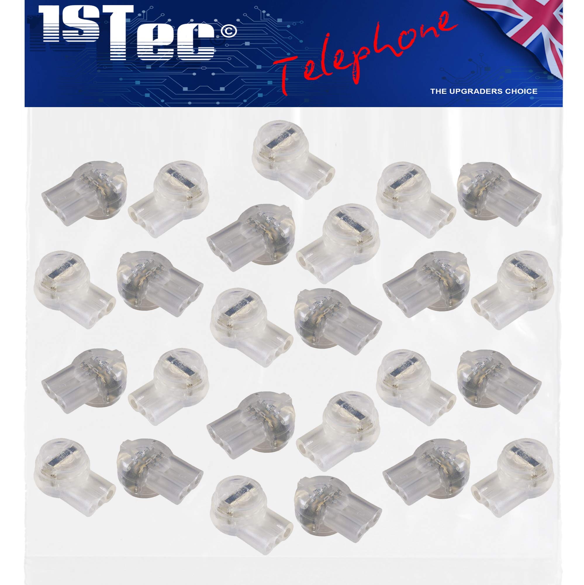 1STec 25 x Genuine BT 3 Wire 8B External Internal Waterproof Gel Filled Crimp Connectors for Joining Solid Core Telephone or Alarm Cable Connecting Block Repairs Splice or Join Phone Wires 25 Pack